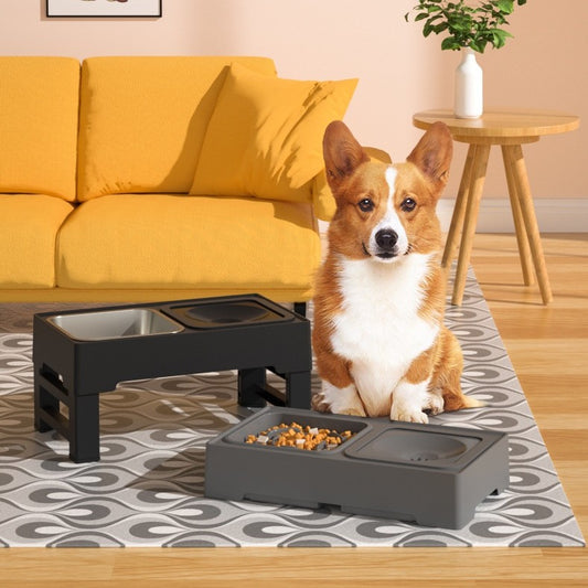 Adjustable Elevated Dog Feeding Bowl Stand